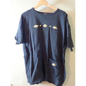 Alore Black Fish Vintage 90s Beach Cover Up T-Shirt Dress Oversized Tunic